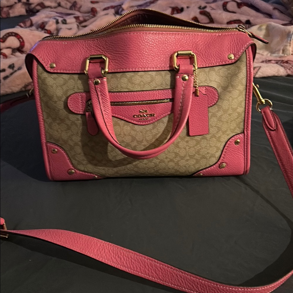 Coach Pink and Tan Women's Bag